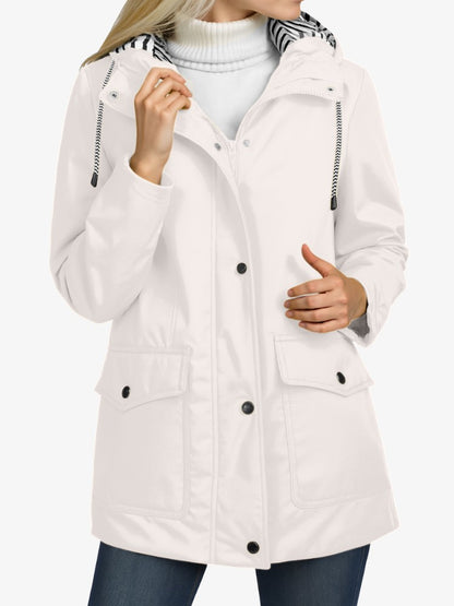 SmartProtect Regenjas Dames, Winddichte Dames Tussenjas, Frost White