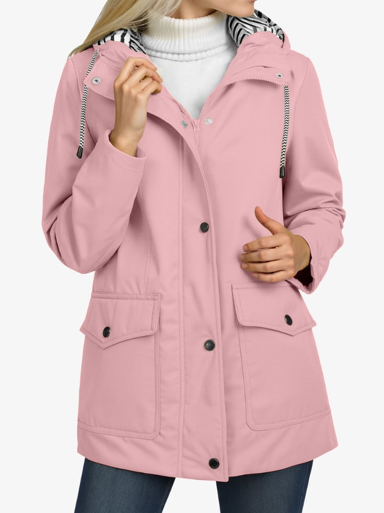 SmartProtect Regenjas Dames, Winddichte Dames Tussenjas, Soft Pink