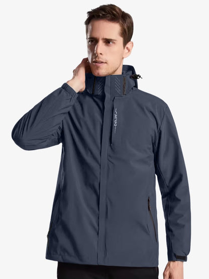 SmartProtect Regenjas Heren, Winddichte Heren Tussenjas, Navy Blue