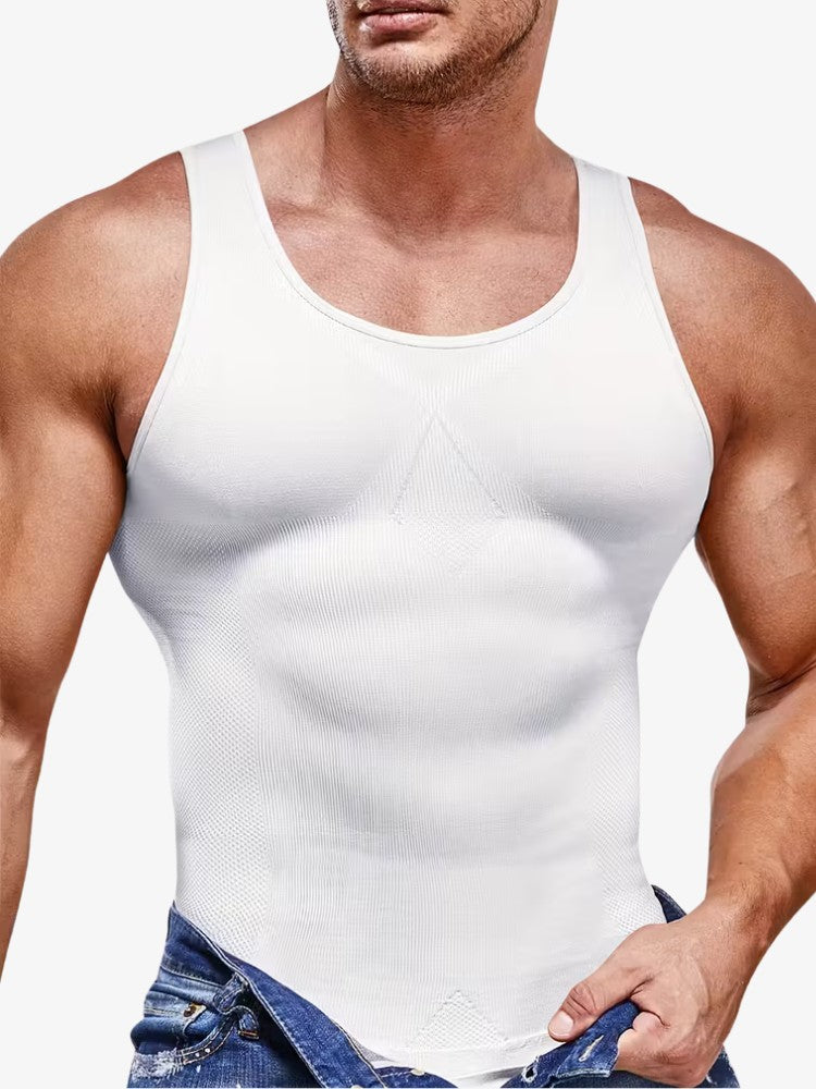SmartShape Hemd Heren, Corrigerend Sporthemd, Frost White