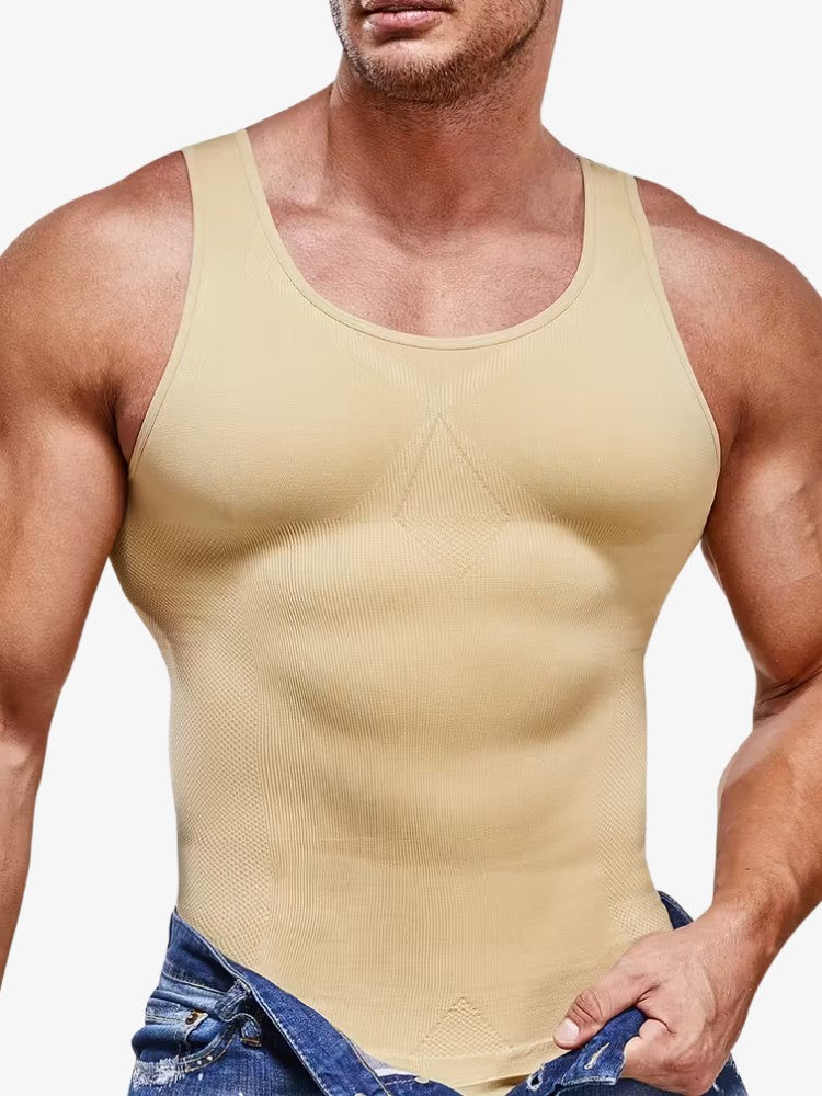 SmartShape Hemd Heren, Corrigerend Sporthemd, Skin Beige