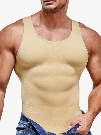 SmartShape Hemd Heren, Corrigerend Sporthemd, Skin Beige