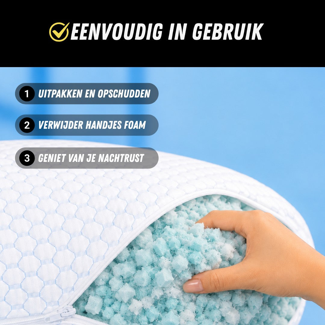 SmartSleep™ Verstelbaar Hoofdkussen, Ergonomisch Nekkussen, Gebruik
