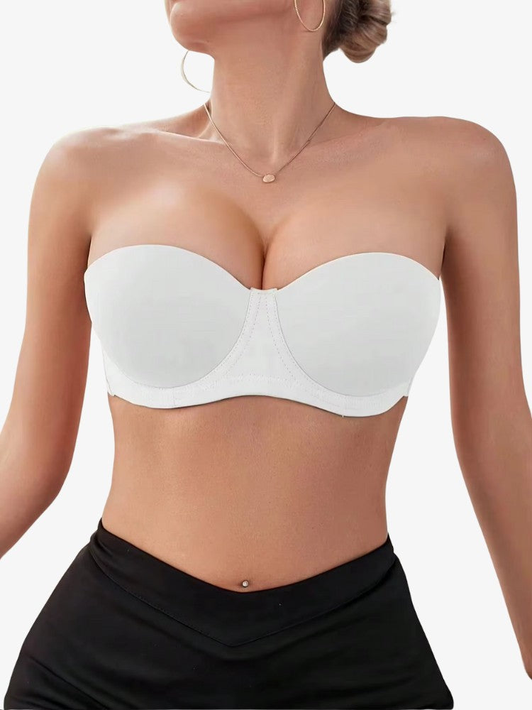Strapless Push-up BH, Onzichtbare Half Cup BH, Frost White