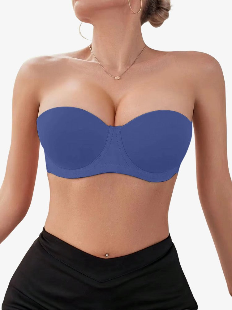 Strapless Push-up BH, Onzichtbare Half Cup BH, Sapphire Blue
