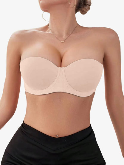 Strapless Push-up BH, Onzichtbare Half Cup BH, Skin Beige