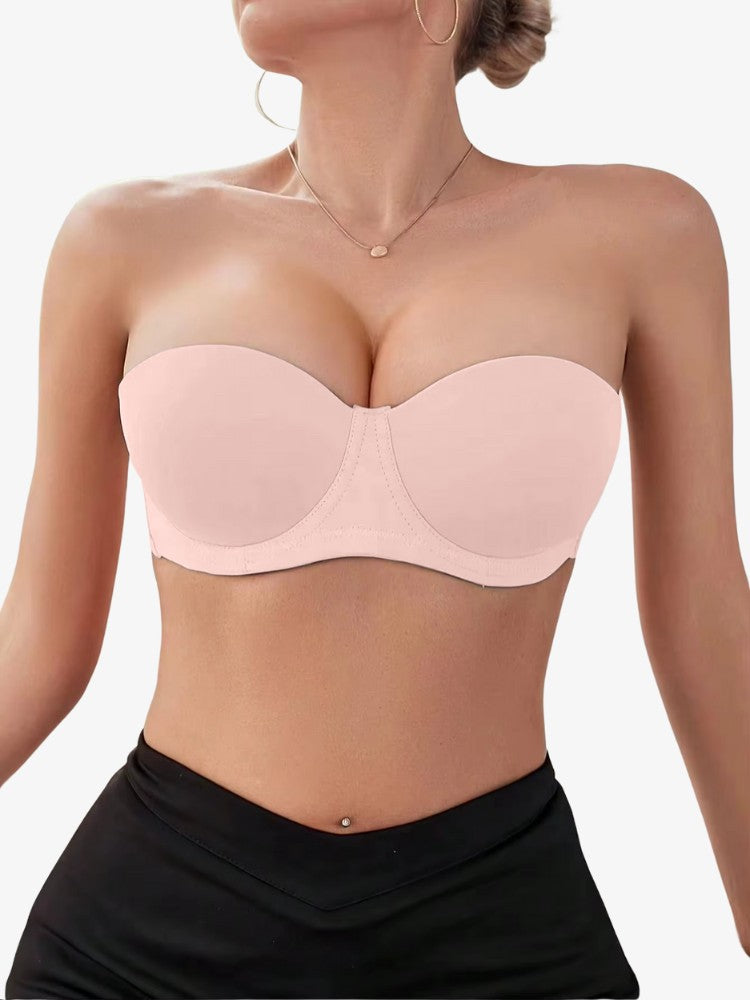Strapless Push-up BH, Onzichtbare Half Cup BH, Sunset Pink