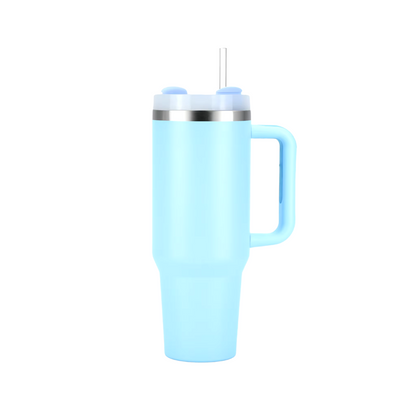 Tumbler Waterfles, Geïsoleerde Drinkbeker met Rietje, Licht blauw