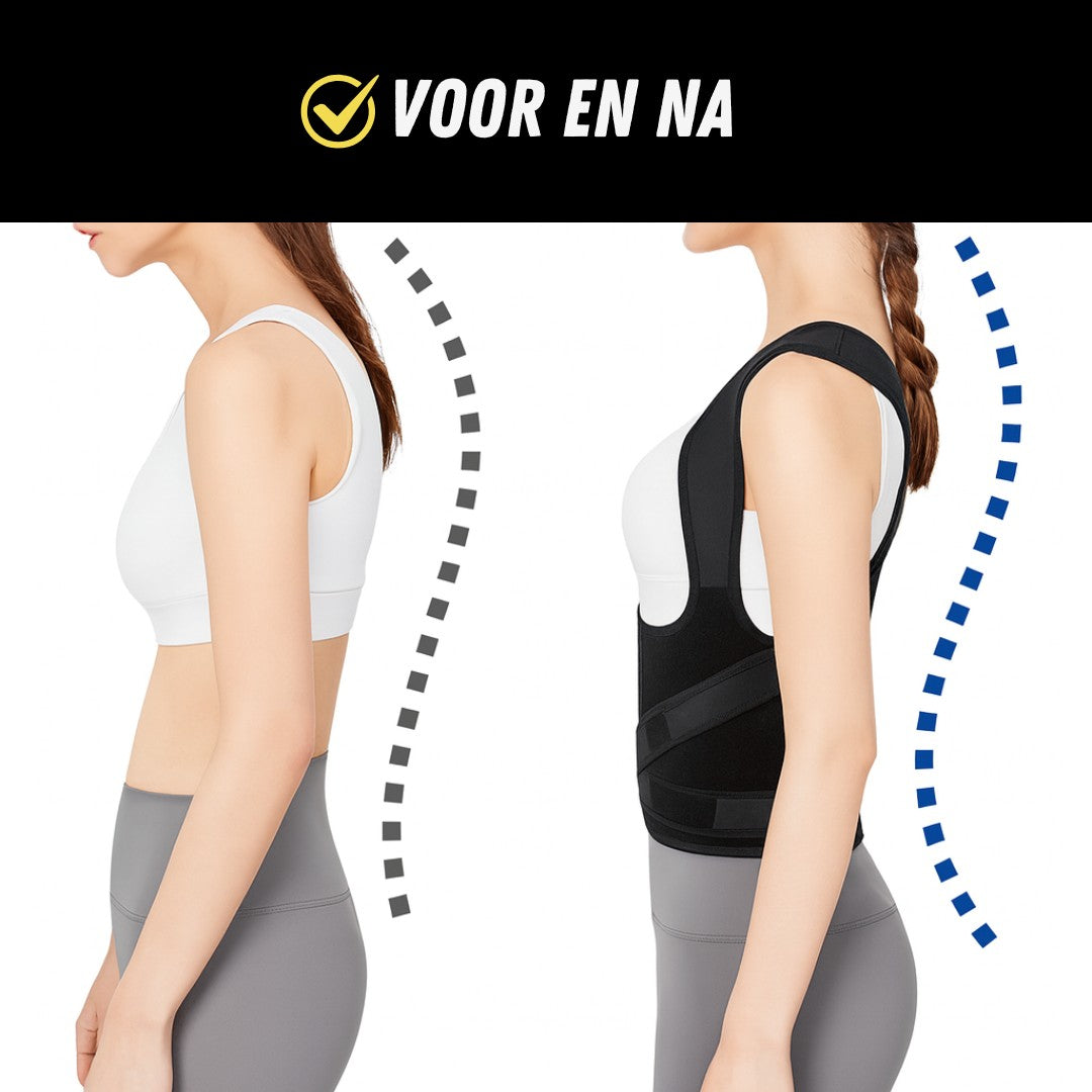 Verstelbare Rugbrace Pro, Houding Corrector, Voor na