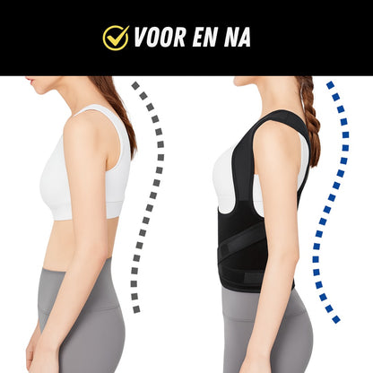 Verstelbare Rugbrace Pro, Houding Corrector, Voor na