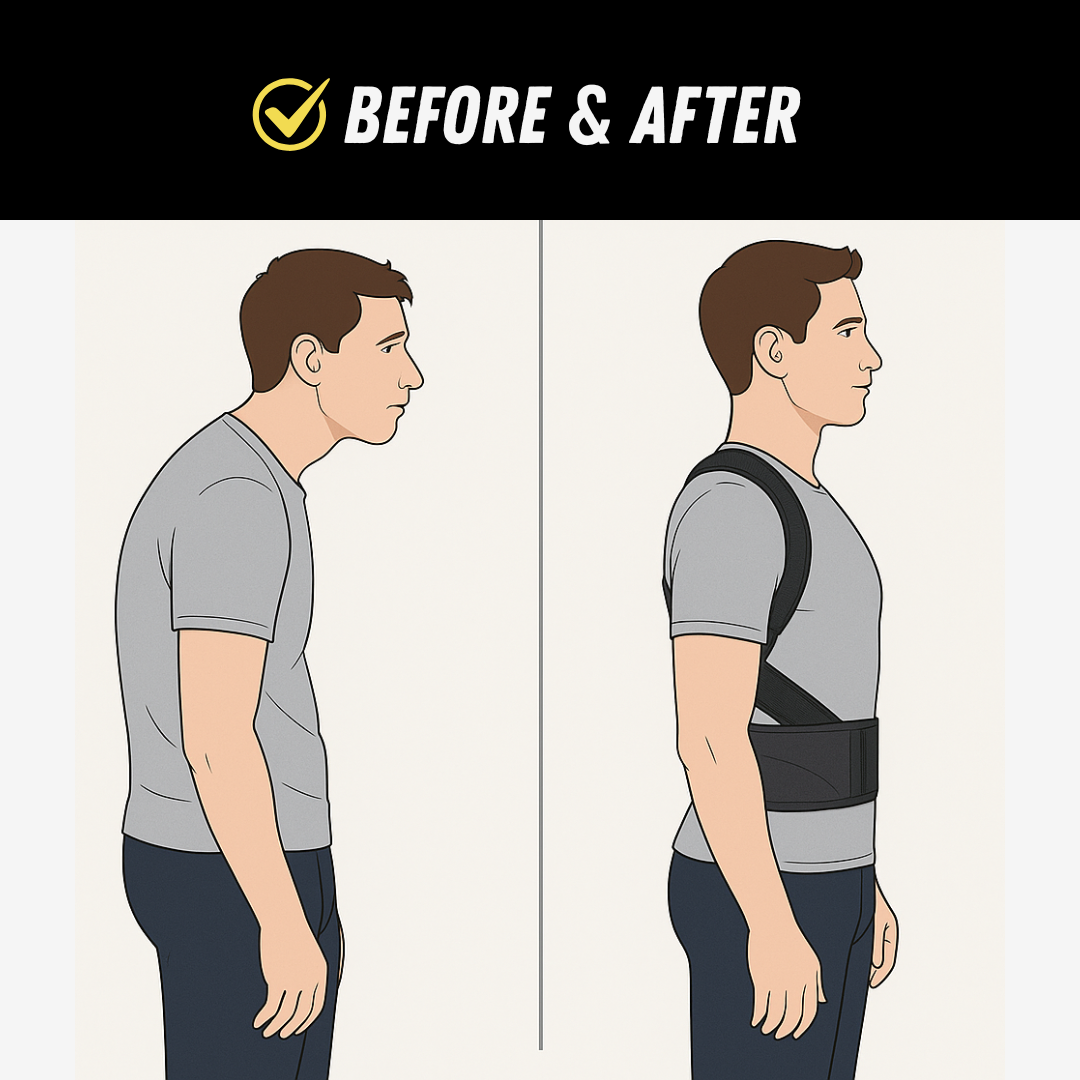 Verstelbare Rugbrace, Rughouding Ondersteuner, Before en After