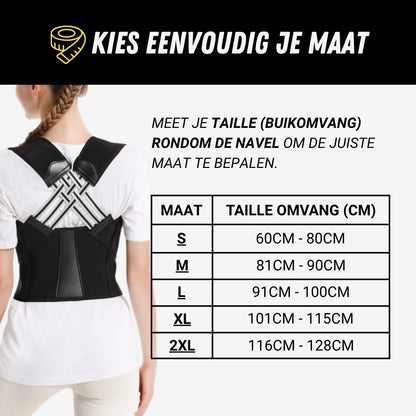 Verstelbare Rugbrace, Rughouding Ondersteuner, Maattabel