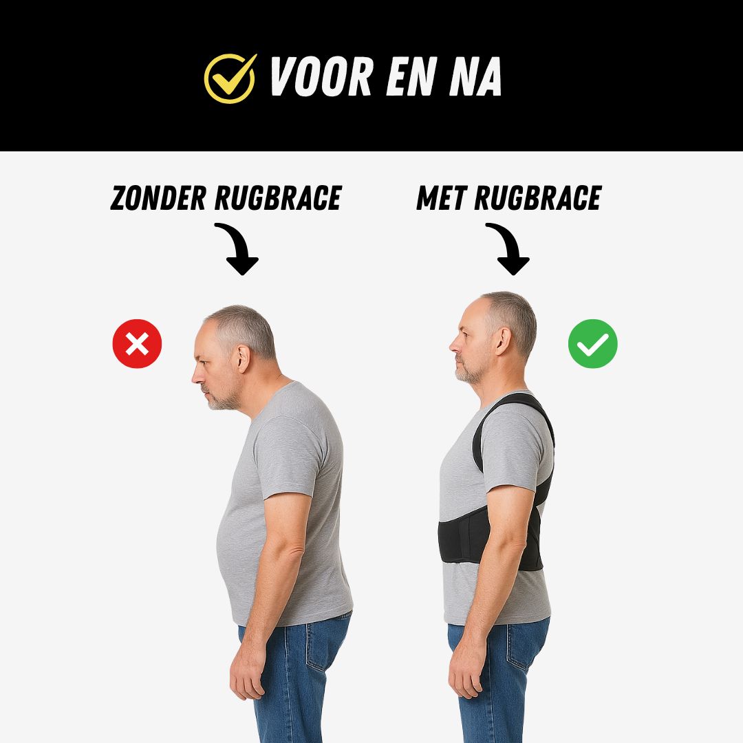 Verstelbare Rugbrace, Rughouding Ondersteuner, Voor en Na